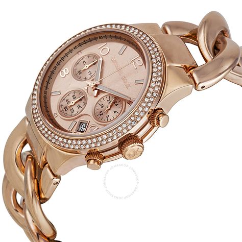 michael kors rose gold chronograph watch leather strap|rose gold watch with numbers.